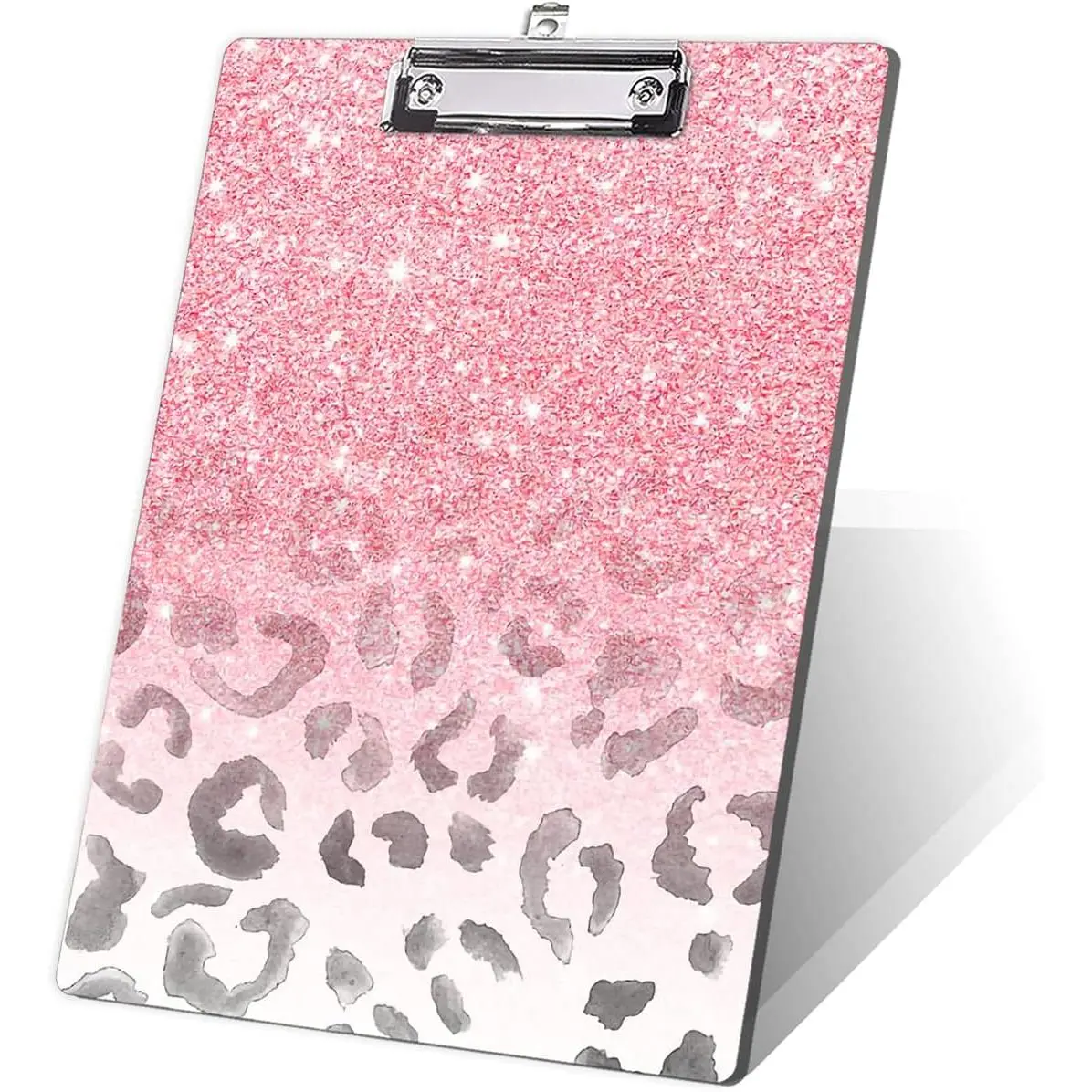 Modern Girly  Glitter Decorative Clipboard,Pretty Leopard  Print Clipboard for , Students, Classroom, Office 8.5" x 12.5", Leopard