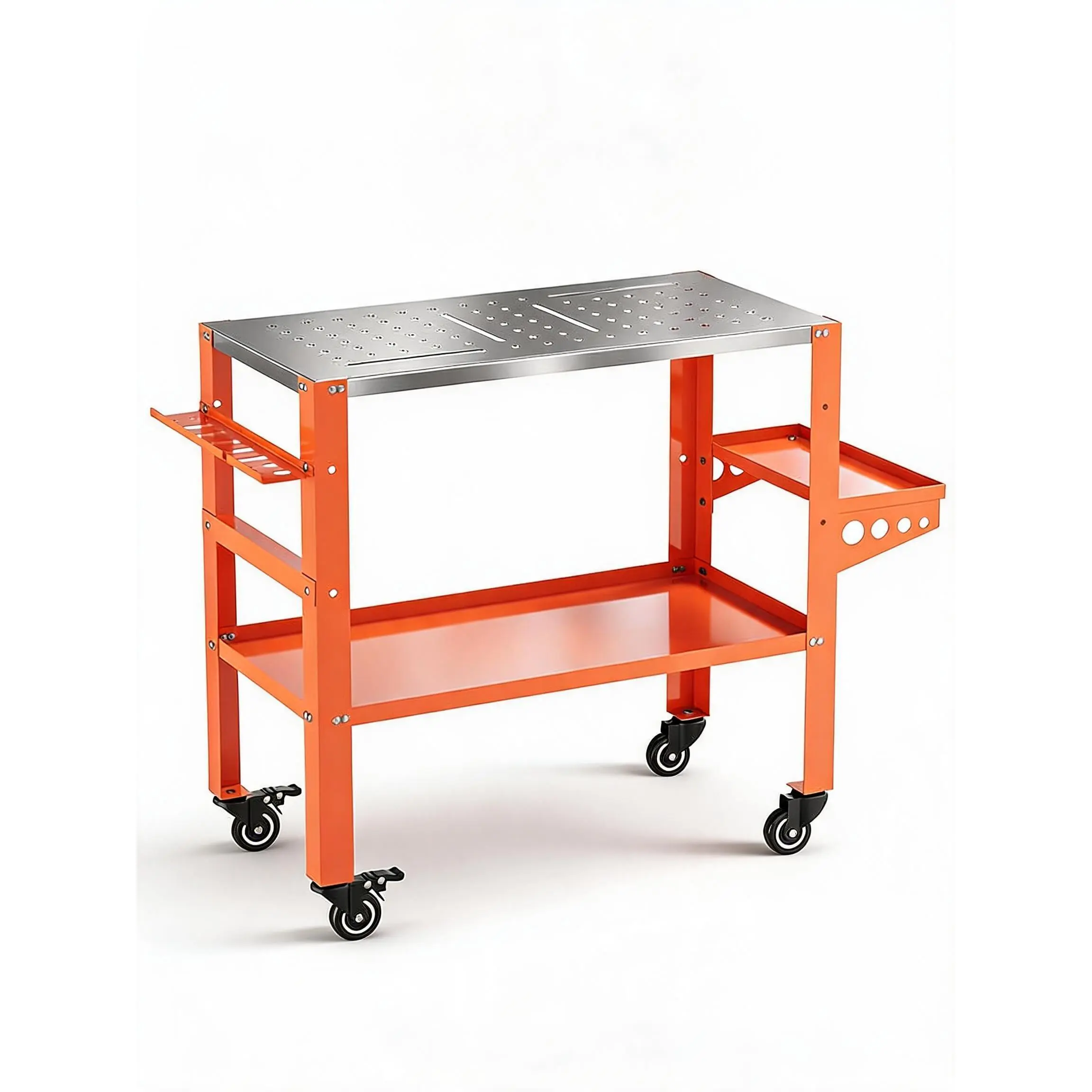 GAOMON 36 x 18 Inch Welding Table with 1200 lbs Capacity, Lockable Wheels, Tool Rack & Tray, Tool Slots, and 5/8" Fixture Holes - Durable Welding Workbench for Garage Use