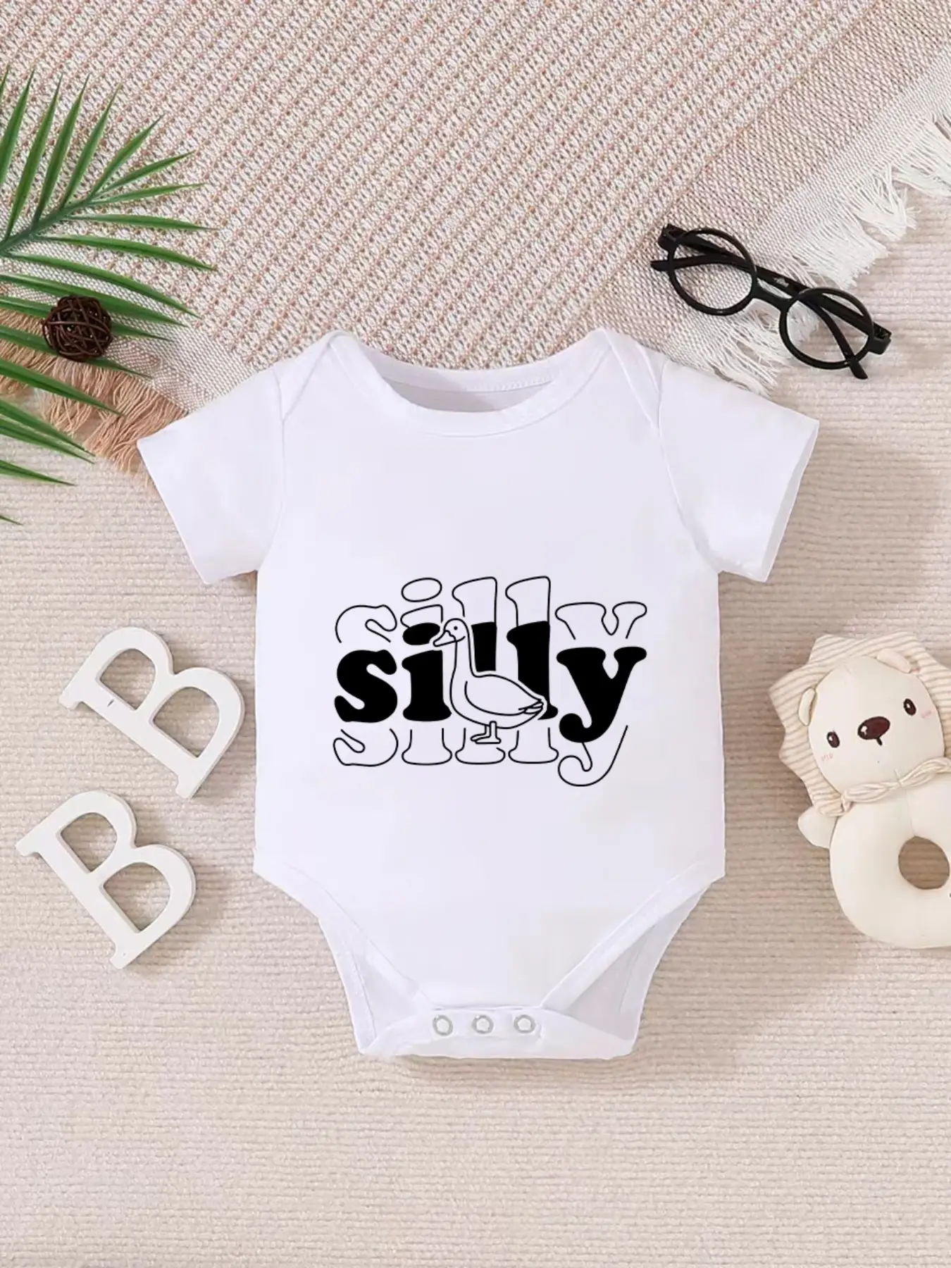 Newborn Summer Short Sleeve Onesie, Unisex Baby Clothes, Cute Silly Design, Heart Star Print, Triangle Onesie, Style, Home Wear