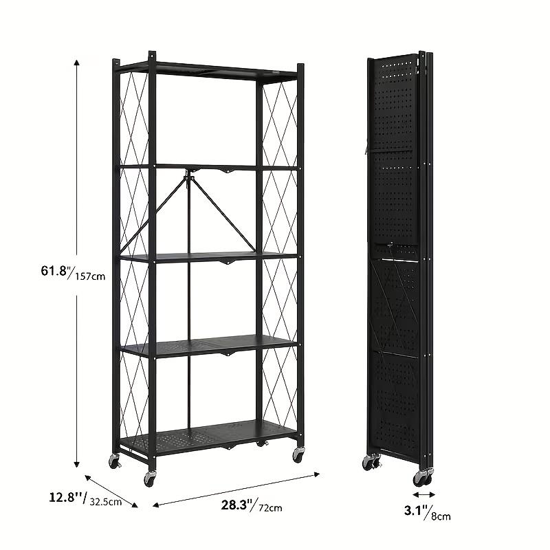 3/4/5 Layer Folding Storage Rack, No Installation, with Wheels, Can Move Freely, Suitable for Living Rooms, Kitchens, Garages, Study Rooms, Basement Storage Rooms, Practical Shelves, Multi-Tier Office Storage Rack Standing Shelf, Standing Shelf