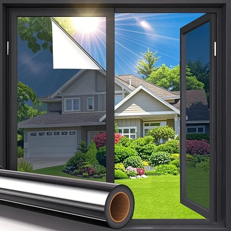 One Way Anti Peep Window Film, UV Heat Insulation, Sun Shade Window Sticker, Window Sun Blocker, Ideal for Office, Balcony, Home, Privacy Protection