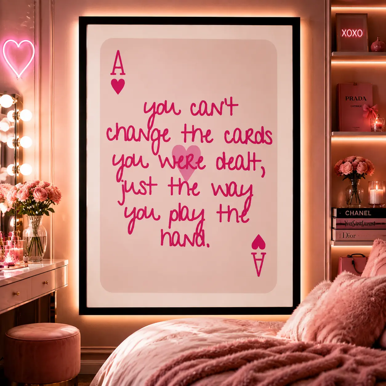 Ace Card Print Trendy Wall Art Prints, Pink Wall Art, Digital Prints Bar Cart Decor, Retro Girly Bedroom Printable Art, Cute Poster Canvas Wall Decor, Funky Home Decor, Aesthetic Room Artwork, Chic Party Bar Decor