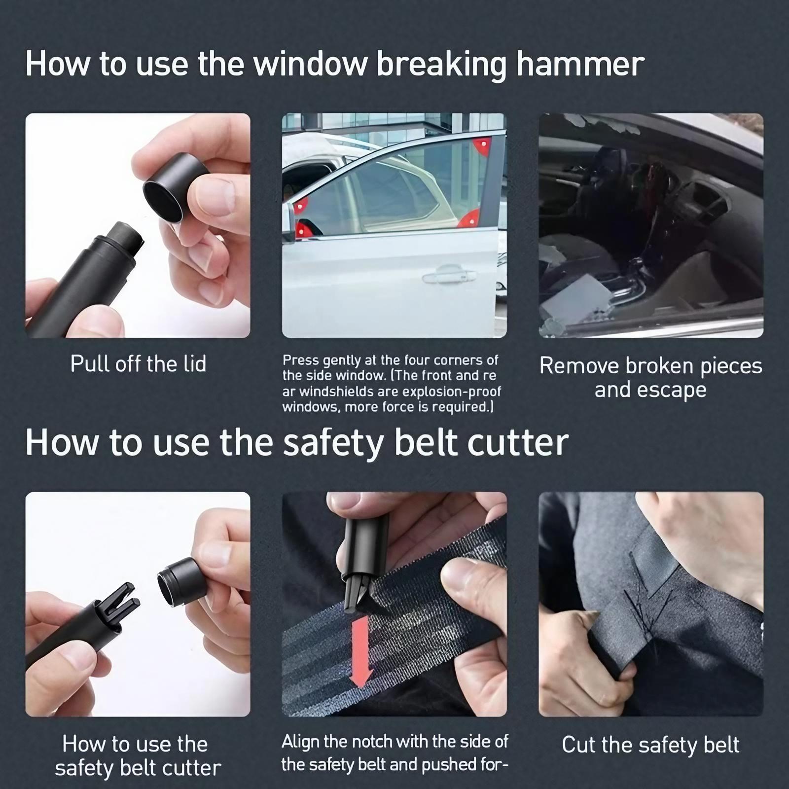 Car Emergency Escape Tool, Car Safety Hammer, Window Breaker, Seat Belt Cutter, Universal Car Safety Tool for Emergency Escape