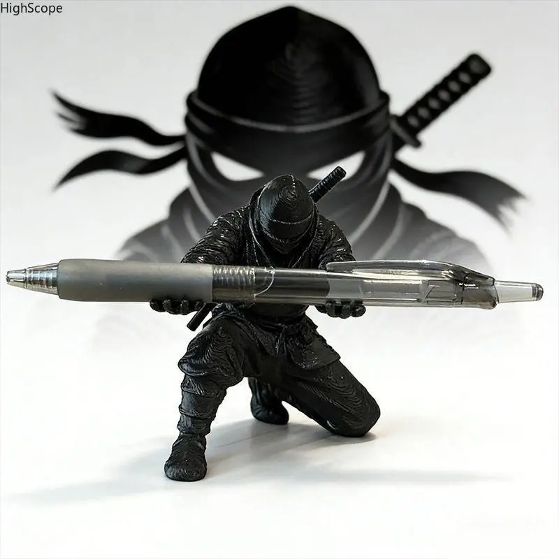 Black Ninja Shaped Desk Pen Holder, Cute Decorative Pencil Organizer for Office Home Classroom