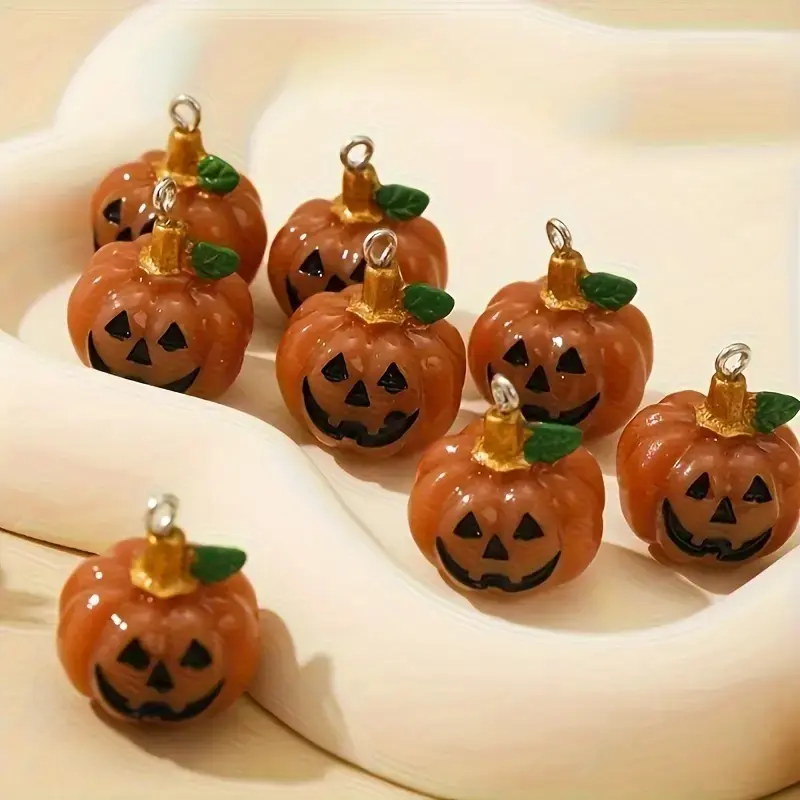 Halloween Pumpkin Resin Jewelry DIY Kit, 10-Piece Set for Making Earrings Necklaces Bracelets, Handmade Craft Accessories