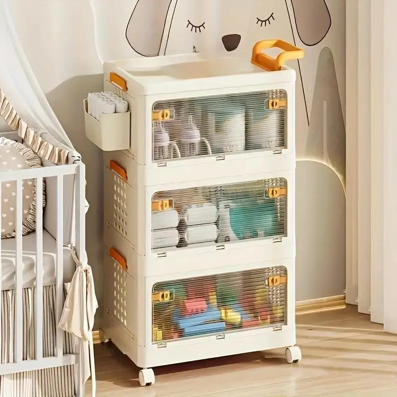 Folding Storage Rack for Room Organizer, 1 Count Movable Multi-layer ...