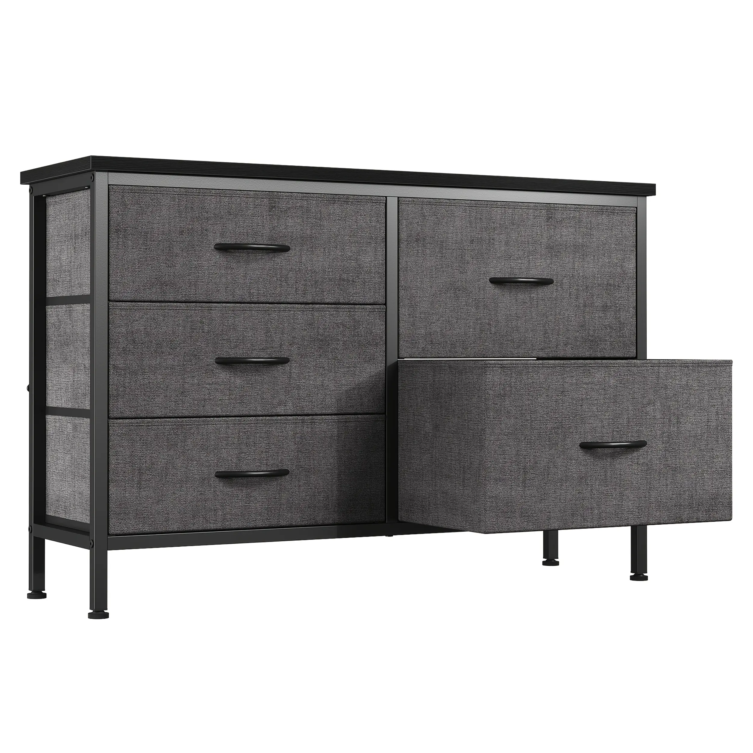 5,Drawer Dresser with Wood Frame & Fabric Front Panels , Modern Stackable Freestanding Chest of Drawers, Under 27" Height, 5,Drawer Storage Unit for Bedroom, Living Room, Hallway,Easy Assembly, Clothes & TV Stand Organizer (Space, Storage Cabinet)