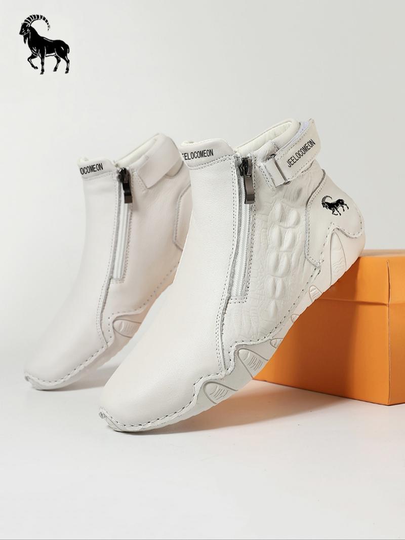 Men's Outdoor Hiking Boots, Casual Sporty Zipper Design Boots for Outdoor Activities, Fashionable Sports Shoes for Men