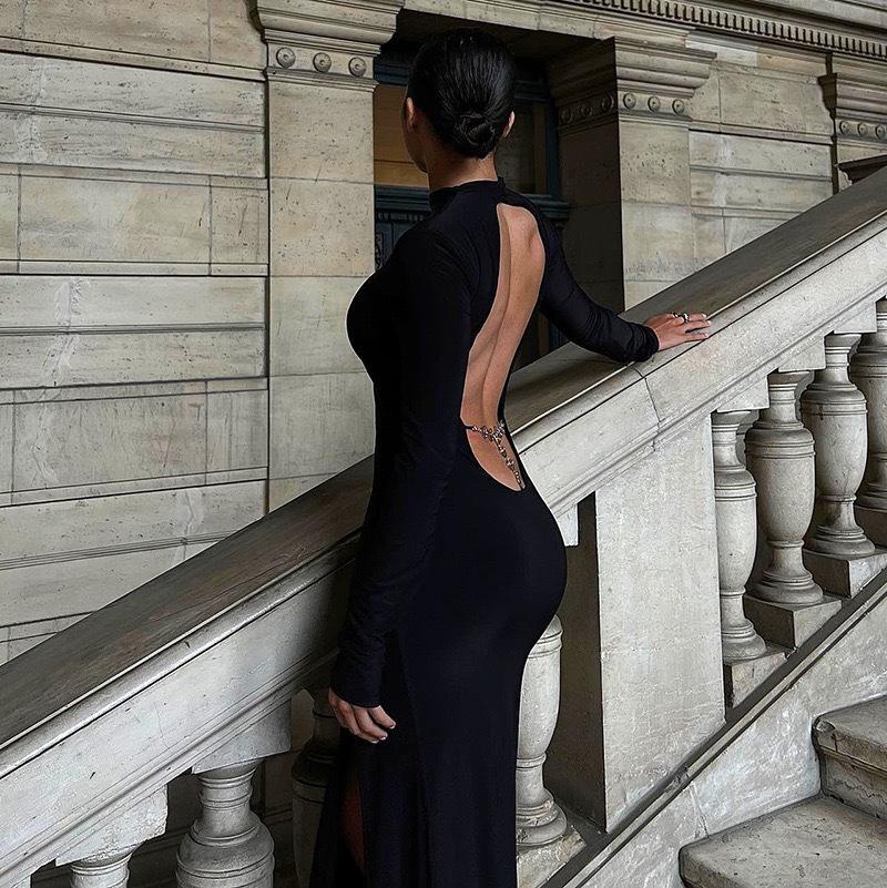 New Style Women's Hot Girl Evening Dress, Sexy Backless Slit Dress
