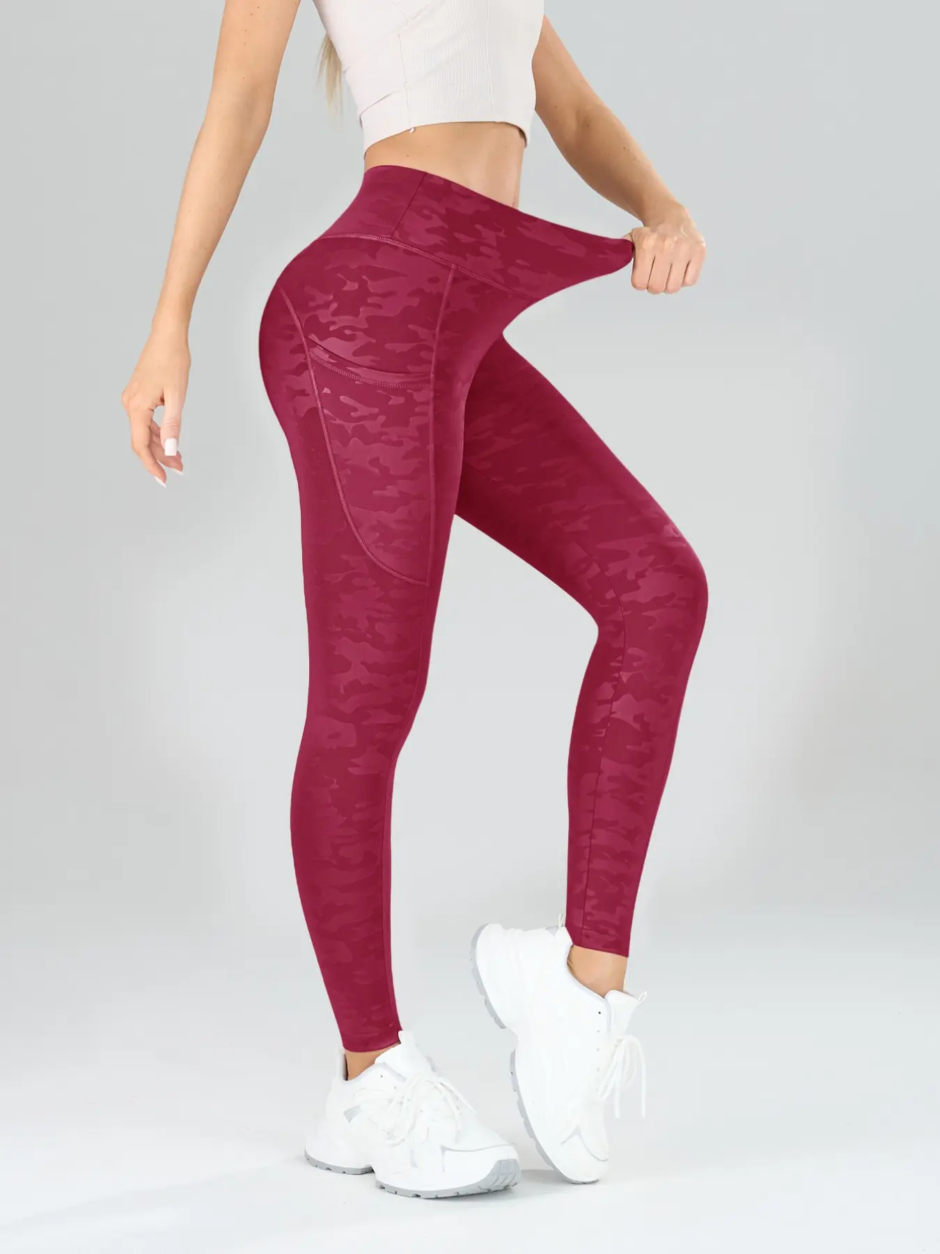 High Stretch Camouflage Butt-Lifting Gym Pants, Phone Pocket Quick-Dry Sporty Tight Bottoms, Ideal for Fitness and Active Wear