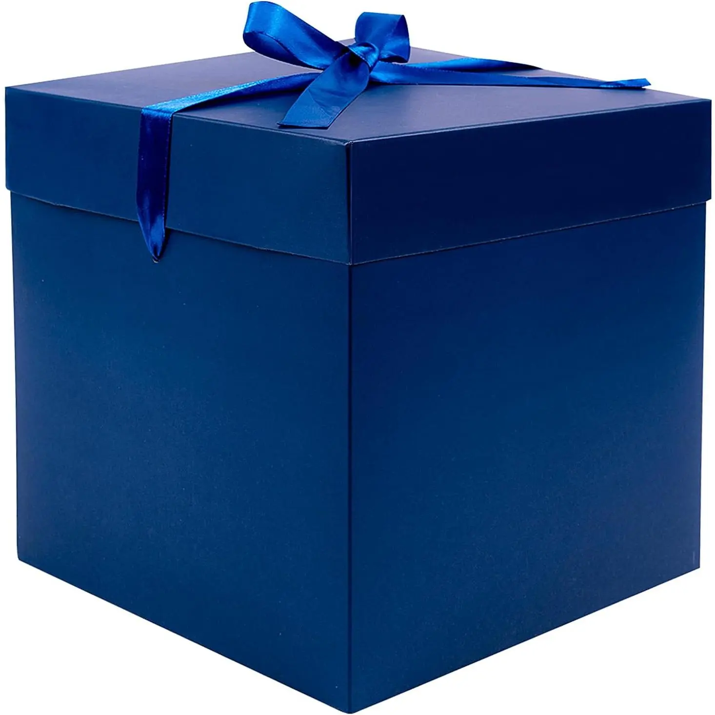 Medium  Box with , Ribbon and Paper Filler, for Men Boys Birthday, Father's Day, Bridal Shower, Wedding,  Shower - Collapsible, 8.7", 1 Pack, Royal Blue