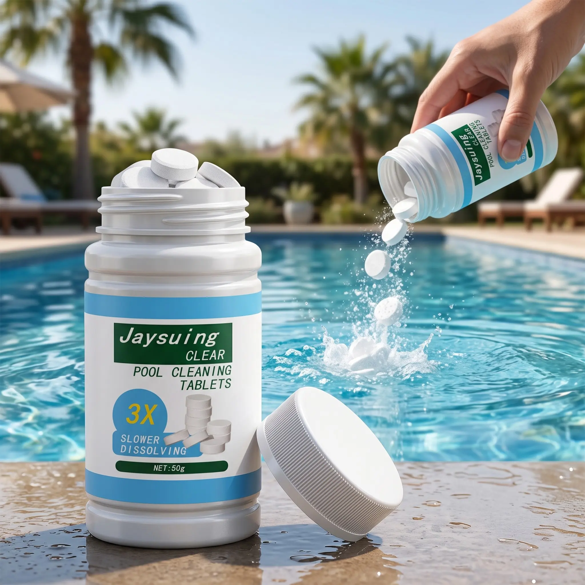 Swimming Pool Tablets, Quick Dissolving Chlorine Tablets, Clean Pool Chlorine Tablets, Pool Treatment Tablets, Swimming Pool Care