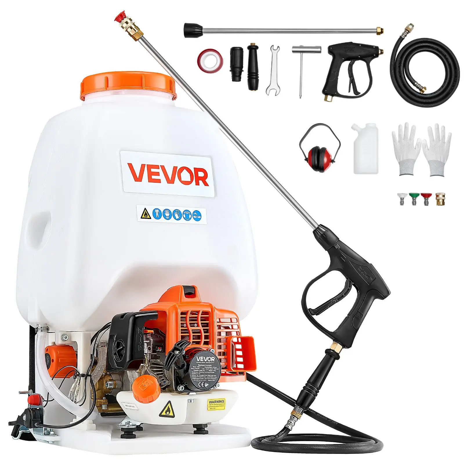 【Summerfinds】VEVOR Gas-Powered Backpack Sprayer, 26.5CC 0.9HP Engine, 6.5 gal Plastic+Metal Tank, 24-in Long Reach Wand & Nozzles, Comfortable Backpack Design, Protective Gear Included, Efficient Gardening Critter Control Tool for Farming