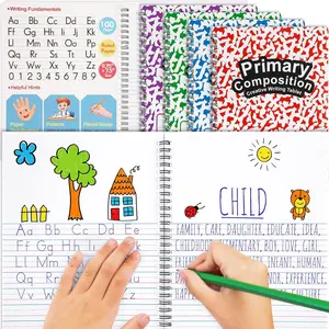 4 count 100 Pages Spiral Primary Composition Notebook K-2 Bulk Primary Journal Drawing Handwriting Practice for  4-6    School 1st 2nd Grade Student ( Color)