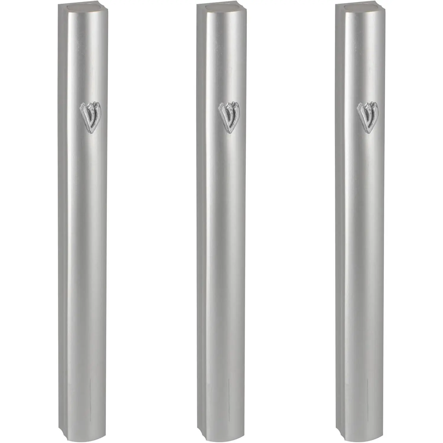 3-Piece Aluminum Door Mezuzah Cases: Special Profile, No Holes, 4-Inch 10cm Hebrew Parchment Scroll Holder Boxes