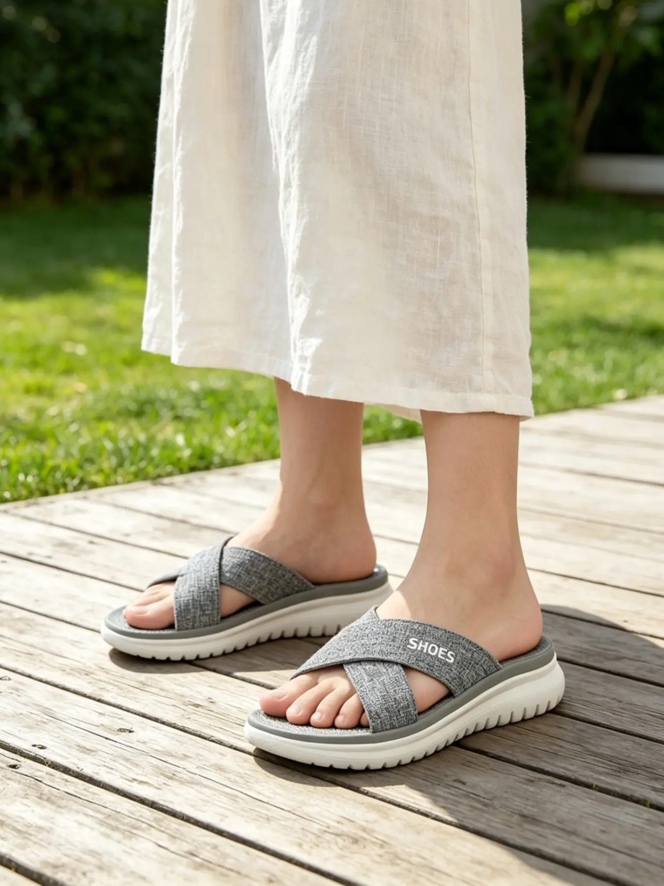Breathable Cross-Over Wide Band Thick Sole Sandals, Soft Honeycomb Insole Anti-Slip Outdoor Flip Flops, Comfortable Women's Shoes for Beach Walks and Daily Commute
