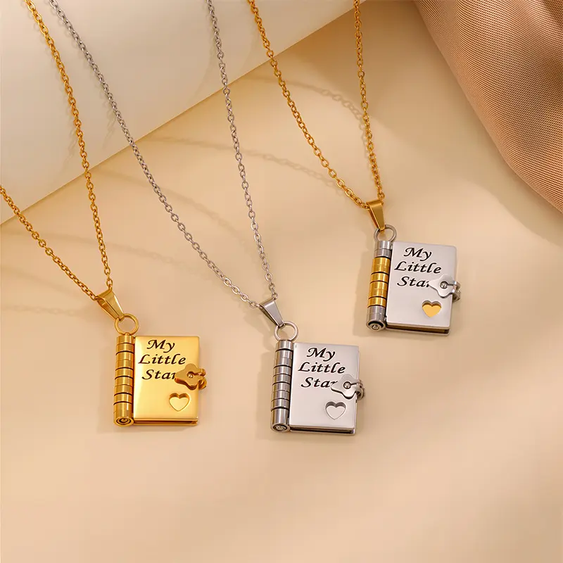 Soco Titanium steel necklace hot-selling engraved book necklace DDQX0003 love letter envelope necklace scratch-free collarbone chain