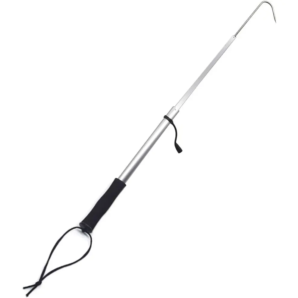Telescopic Fishing Gaff with Super Sharp Spear Hook Lightweight Aluminium Alloy with Soft EVA Nonslip Handle and Lanyard for Saltwater