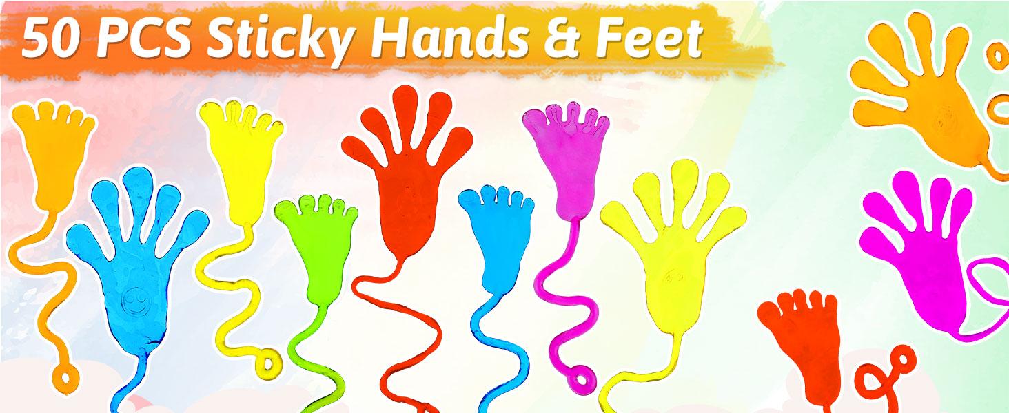 50-Pack Sticky Hands Toy Party Favors |       Perfect for Kids Goodie Bags, Classroom Valentines, Birthday Student Gifts, and Party Supplies Stuffers