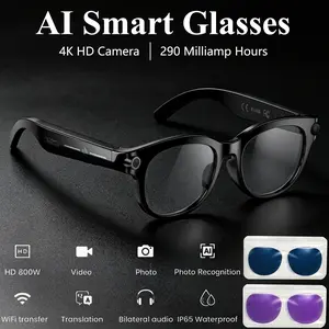 Ai Smart Glasses with Camera, 4K HD Video & Photo Capture, Real-Time Translation, Bluetooth-compatible, Object Recognition, for Travel