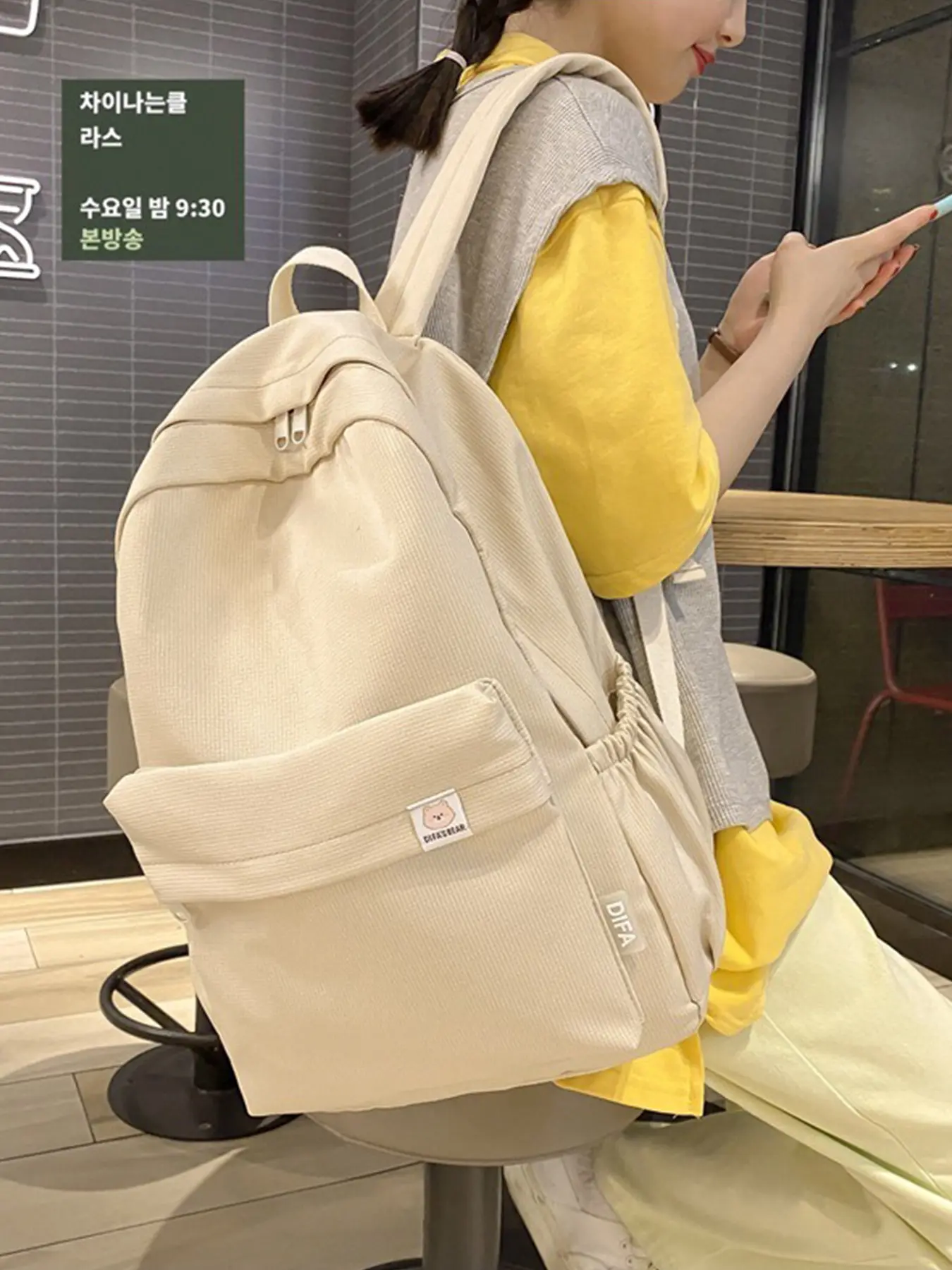 Casual Plain Color Zipper Backpack,Large Capacity Multi-layer Backpack,With Phone Pocket, Fashionable Backpack,Girls Backpack School College Bags, Versatile Simple Casual Backpack for Work & School,Back to School Haul,Daily Use