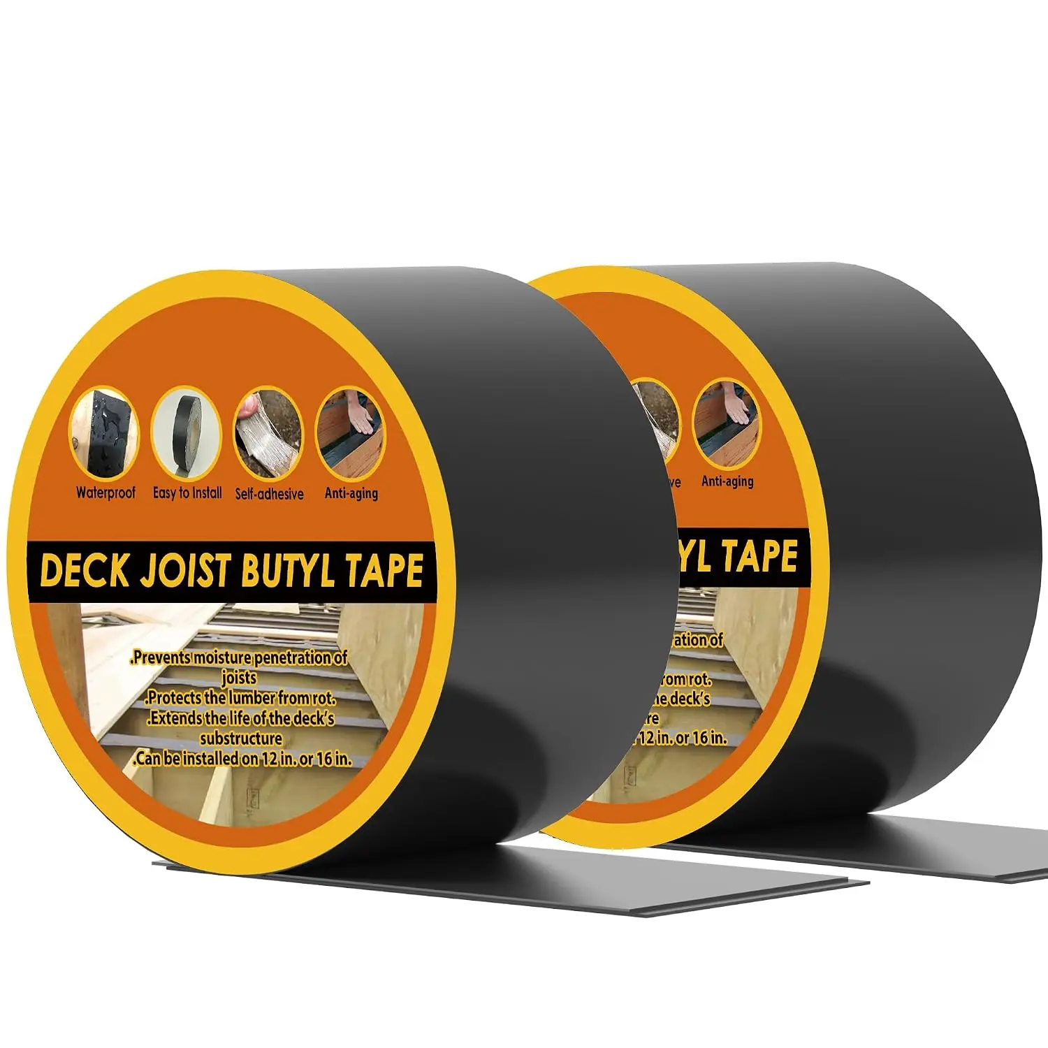 Butyl Joist Tape for Decking 2''×50', 2 Rolls  Deck Tape | Joist Tape,  and Anti- Joists Deck Tape, Self Adhesive Flashing Joists Tape for  Decks Beams Roof