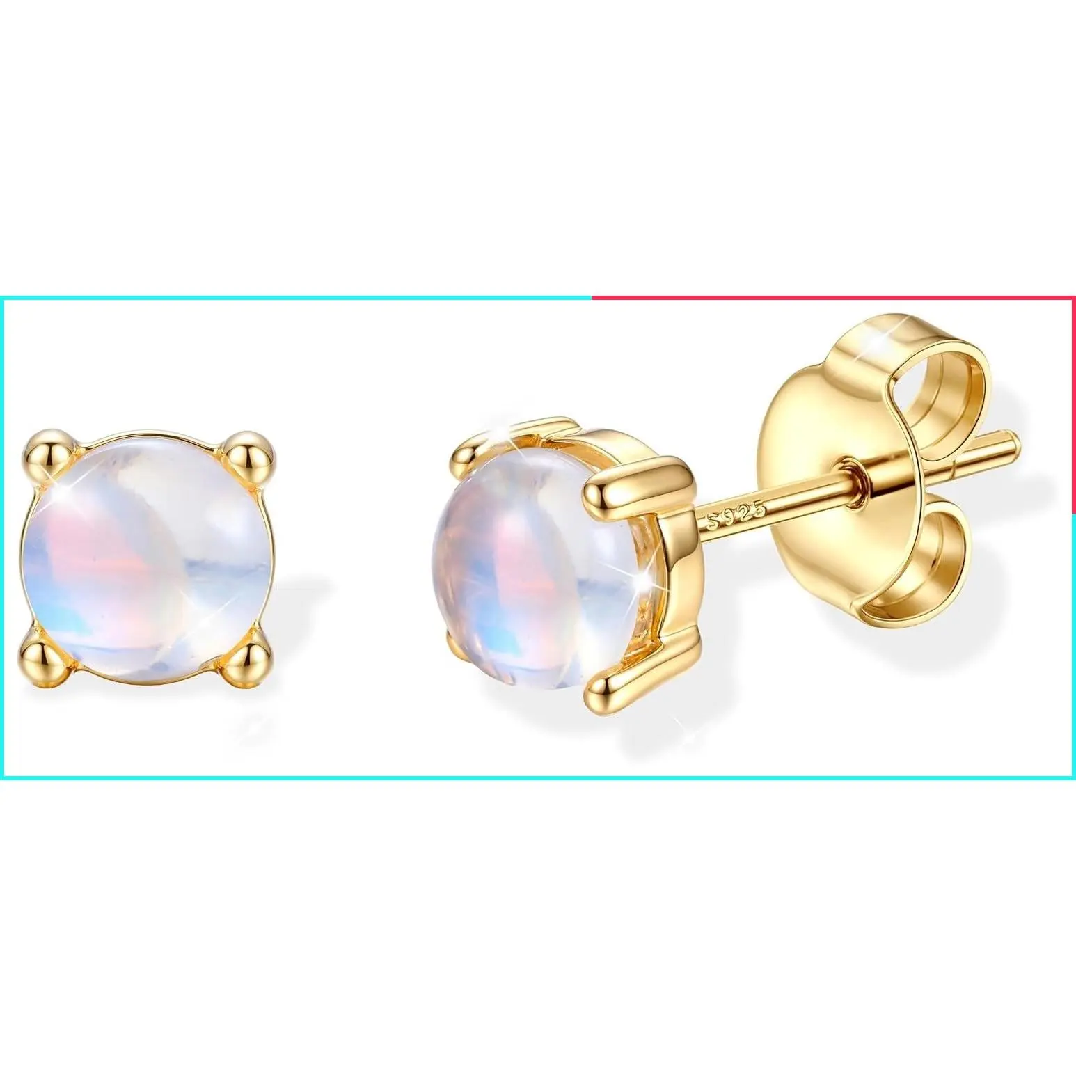 925 Sterling Silver Hypoallergenic Stud Earrings for Women - 14K Gold Plated Cute Cartilage Earrings with Cubic Zirconia Flower Bow Star Heart Cherry Butterfly Ball Dainty Studs for Sensitive Ears