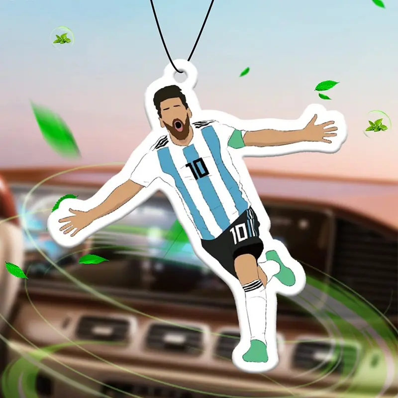Messi Argentina No.10 Soccer Player Car Air Freshener, Natural Plant Extract, Alcohol-Free, Heat Resistant, Long Lasting 60-90 Days