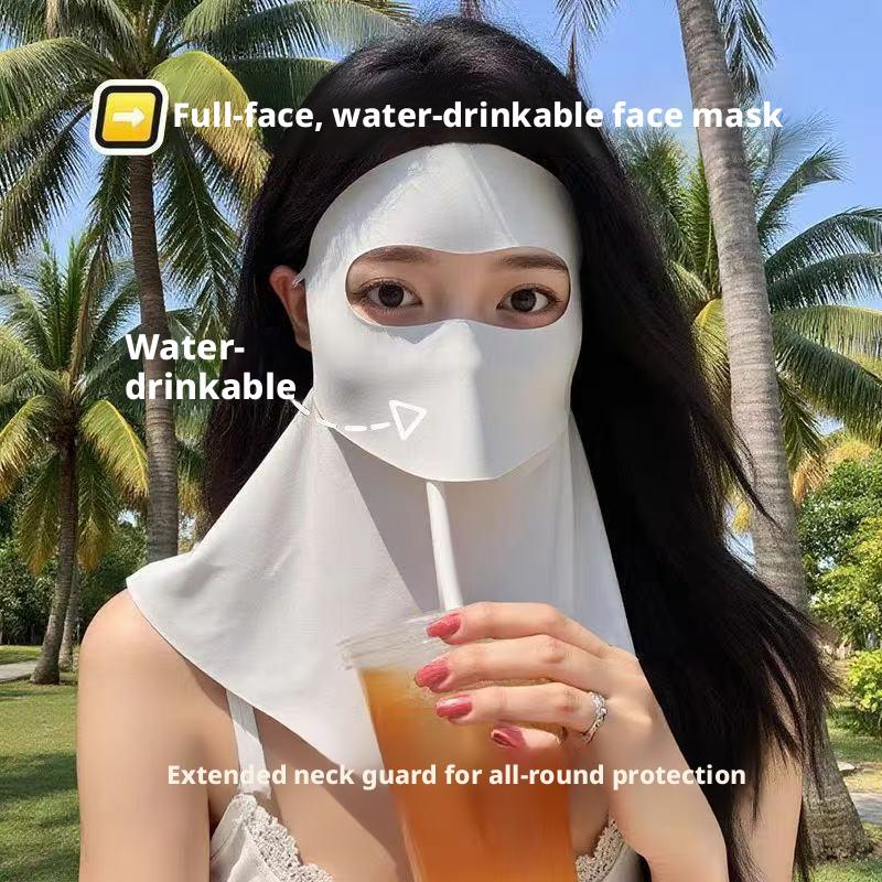 2026 New Model: Women's High-Style Sun Protection Mask with UV Protection, Neck Guard, and Water-Drinking Feature, Made of Ice Silk for Summer, Full-Face Mask 2026 New Model: Women's High-Style Sun Protection Mask with UV Protection, Neck Guard, and Water-Drinking Feature, Made of Ice Silk for Summer, Full-Face Mask