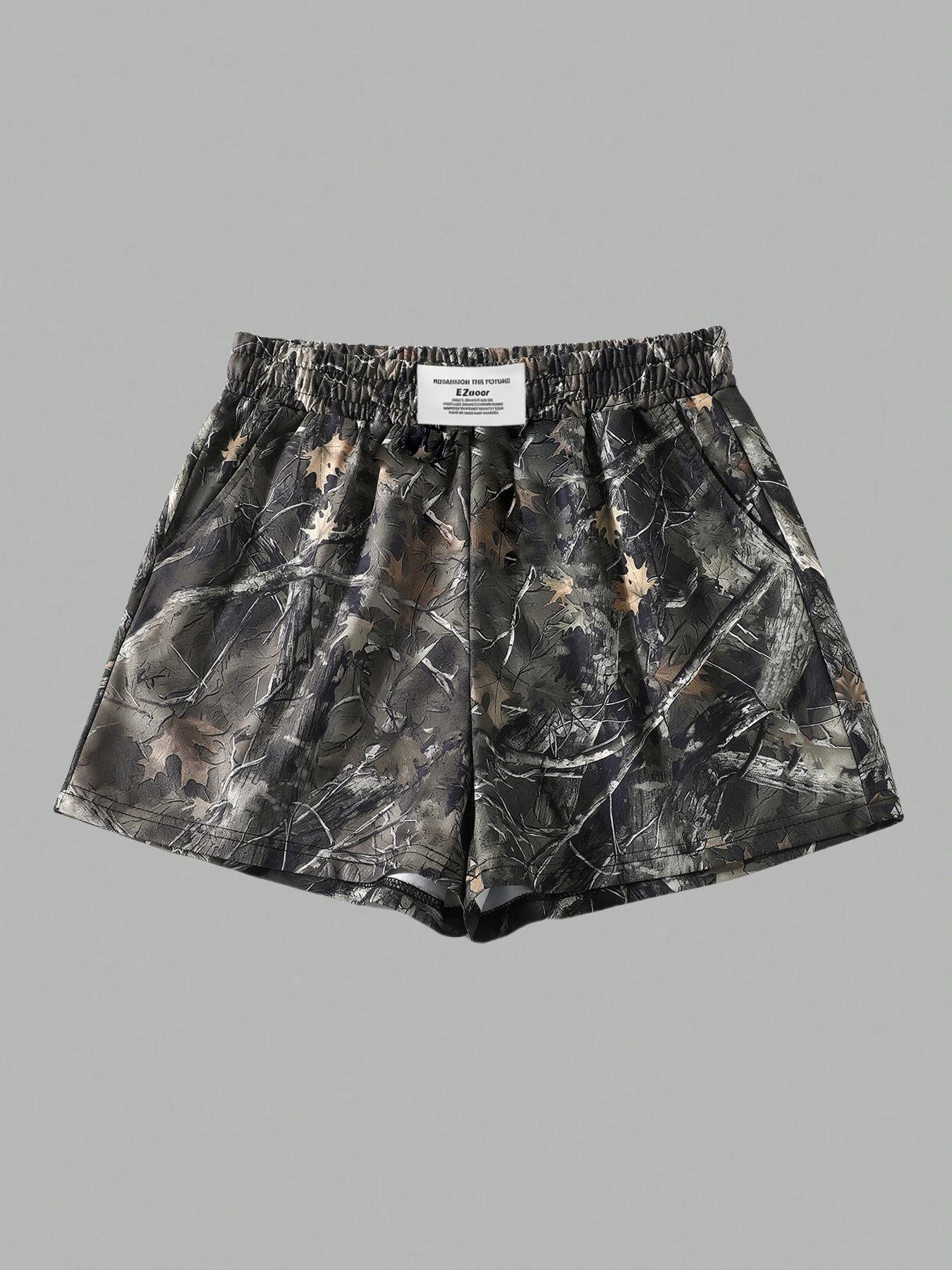 Women's Plain & Camo Print Knitted Shorts, Casual Comfy Breathable Loose Shorts for Summer, Ladies Bottoms for Daily Wear
