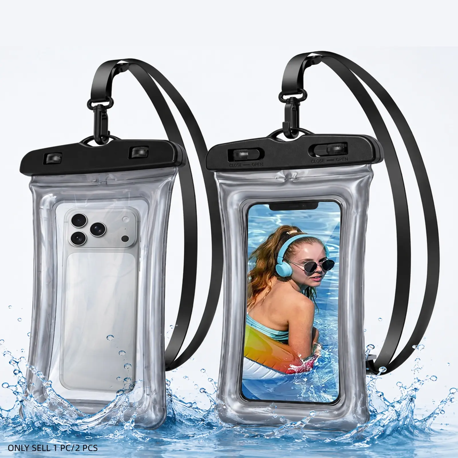 Waterproof Phone Pouch, Clear Cell Phone Case with Neck Lanyard, HD Photo-Ready Touchscreen Dry Bag for Swimming, Diving, Beach, Cruise Ship and Summer Water Sports