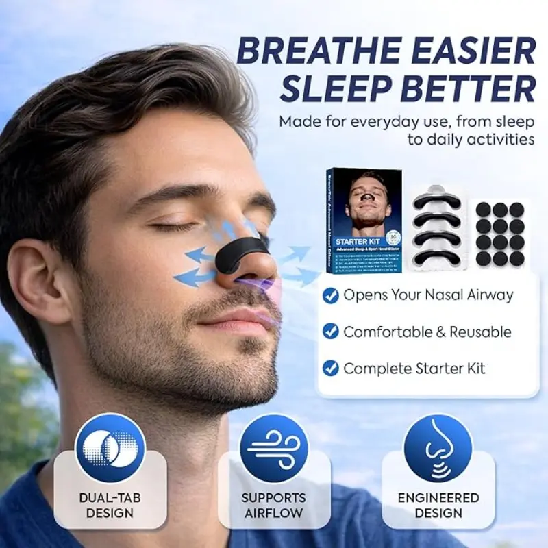 Magnetic Nasal Strips for Snoring Relief, Breath Enhancer for Enhanced Breathing and Sleep Quality, Comfortable Durable Daily Use Reusable Design Nose Strips for Men and Women, Anti-Snoring Solution