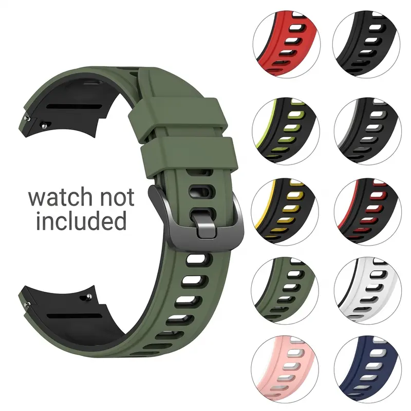 Silicone dual tone strap, Smartwatch strap, Smart Watch Straps, for Samsung Galaxy Watch 7/FE/6/5/4 40 44mm, Watch6 Classic 43/47mm, Watch5 Pro 45mm sports strap, waterproof, anti slip, breathable (Band Only)