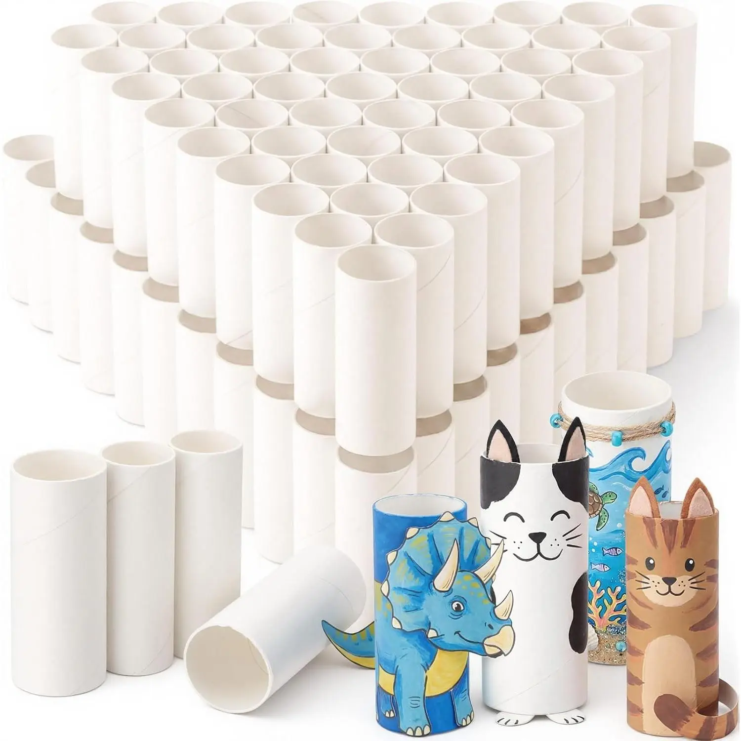 White 240 Pcs Cardboard Tubes for Craft 3.74 Inch Tall Empty Paper Towel Rolls Cardboard Toilet Paper Tubes Bulk for Classroom Diy, 1.5/1.2 x 3.74 Inch