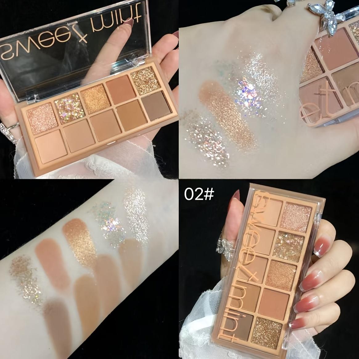 10 colors eyeshadow palette pearlescent glitter super flash matte blush highlighter all-in-one palette multi-purpose cold earth color low saturation matte khaki gray powder daily enhance complexion eyeshadow Valentine's Day gift