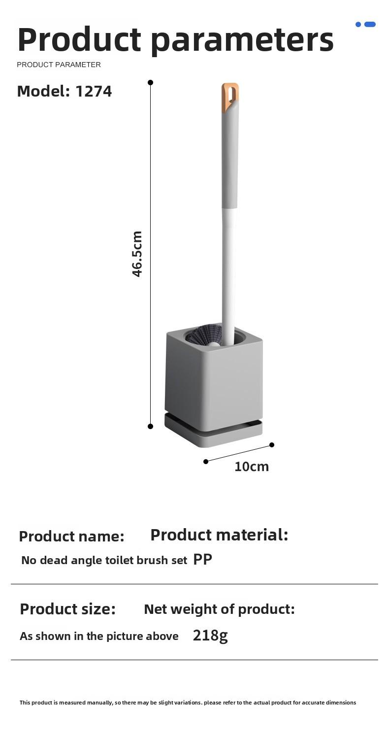 Home-use no-drill toilet brush with base, wall-mounted long-handled toilet brush, high-quality plastic wall-mounted toilet brush