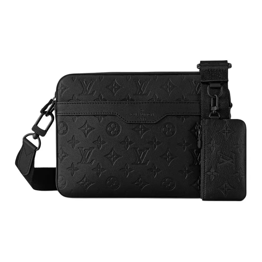 Louis Vuitton Trio Detachable Adjustable Leather Crossbody Bag for Men, Black