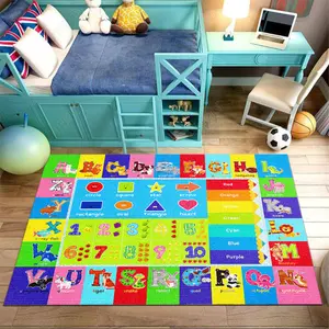 Kids ABC Number Shape Color Learning Play Mat Crystal Velvet Anti Slip Game Rug #ABCNumberLearningMat #ChildrenEducationalPlayRug #CrystalVelvetCarpet #NurserySafeFloorPlayMat