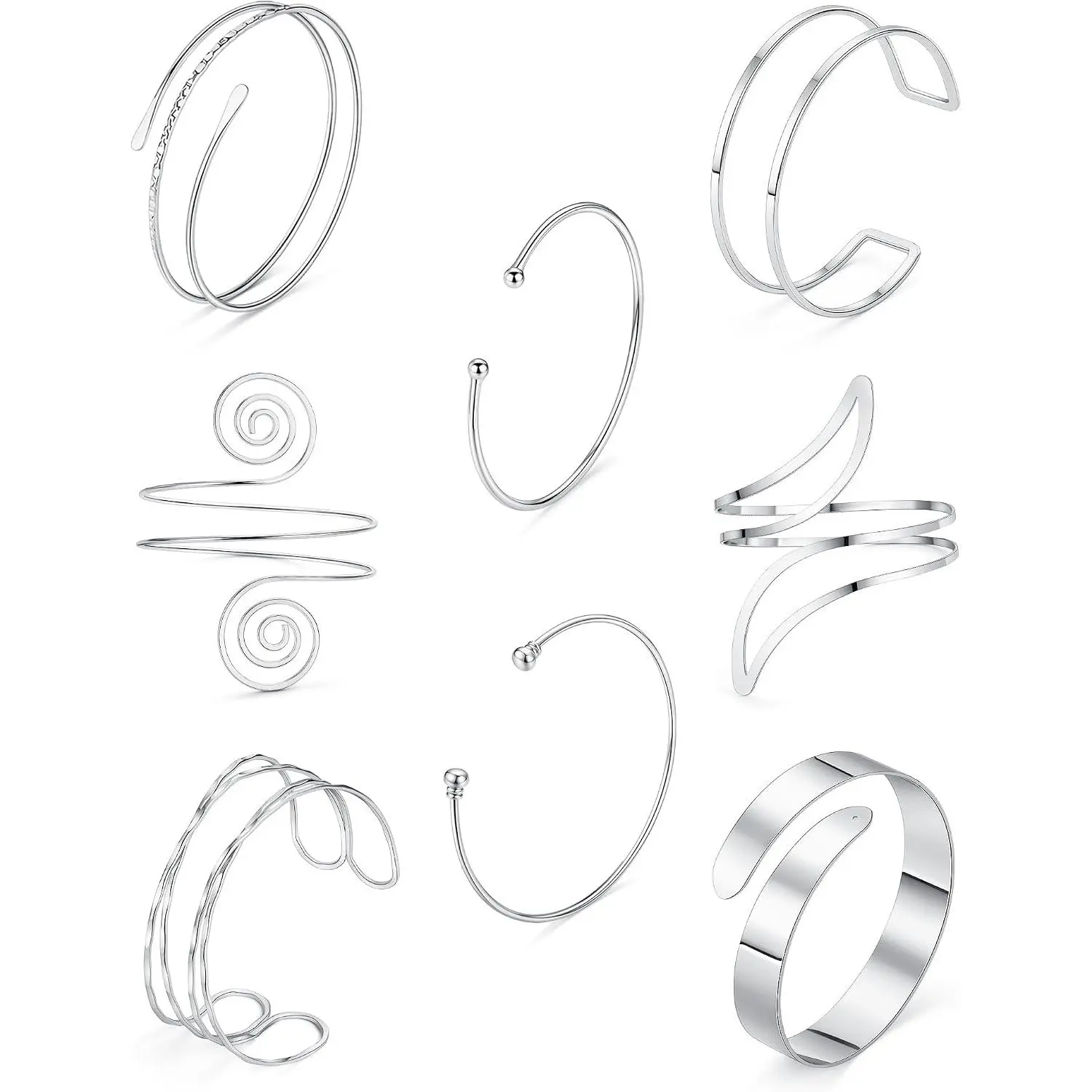 Arm Cuff Bracelet for Women Arm Layered Cuff Bangles Adjustable Coil Swirl Armlet ArmBand Stackable