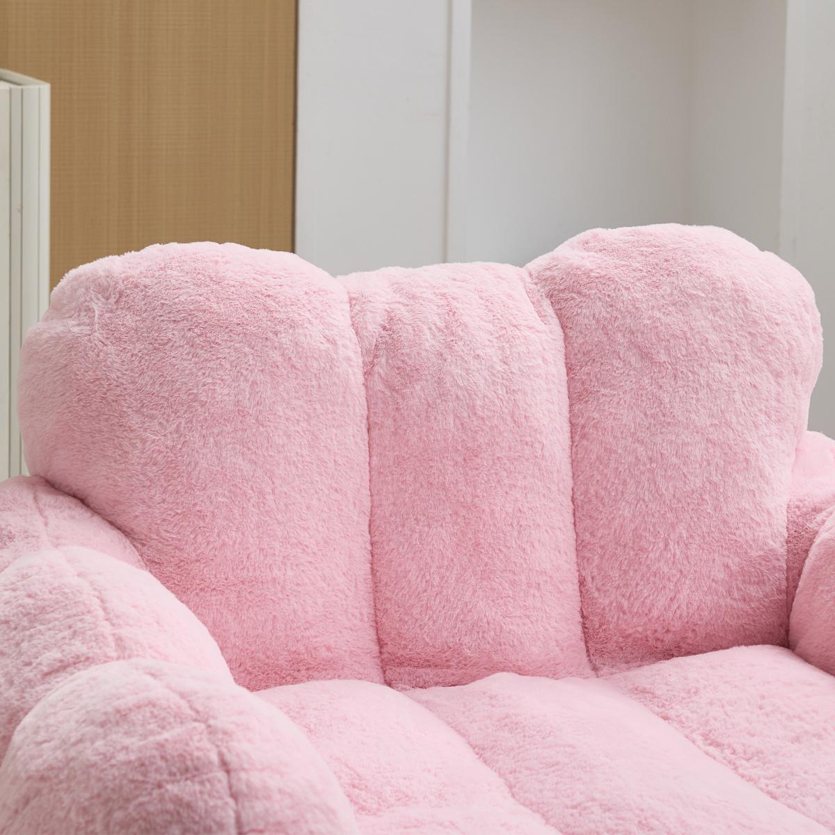 Compression Bean Bag Sofa – Lotus & Cat Shape, No Assembly, High-Density Memory Foam, Anti-Fouling Faux Fur, for Living Room Bedroom