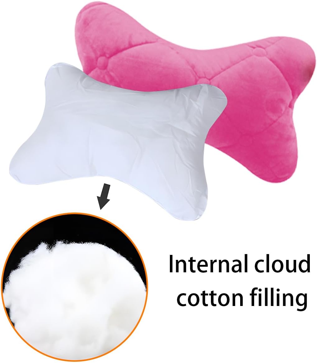 2PCS Car Headrest Pillow, Soft Comfortable Vehicle Neck Pillow Cushion, Automotive Interior Head Rest Pad Accessories for Driving Fatigue Relief, Universal for SUV, Sedan, Truck (Pink)