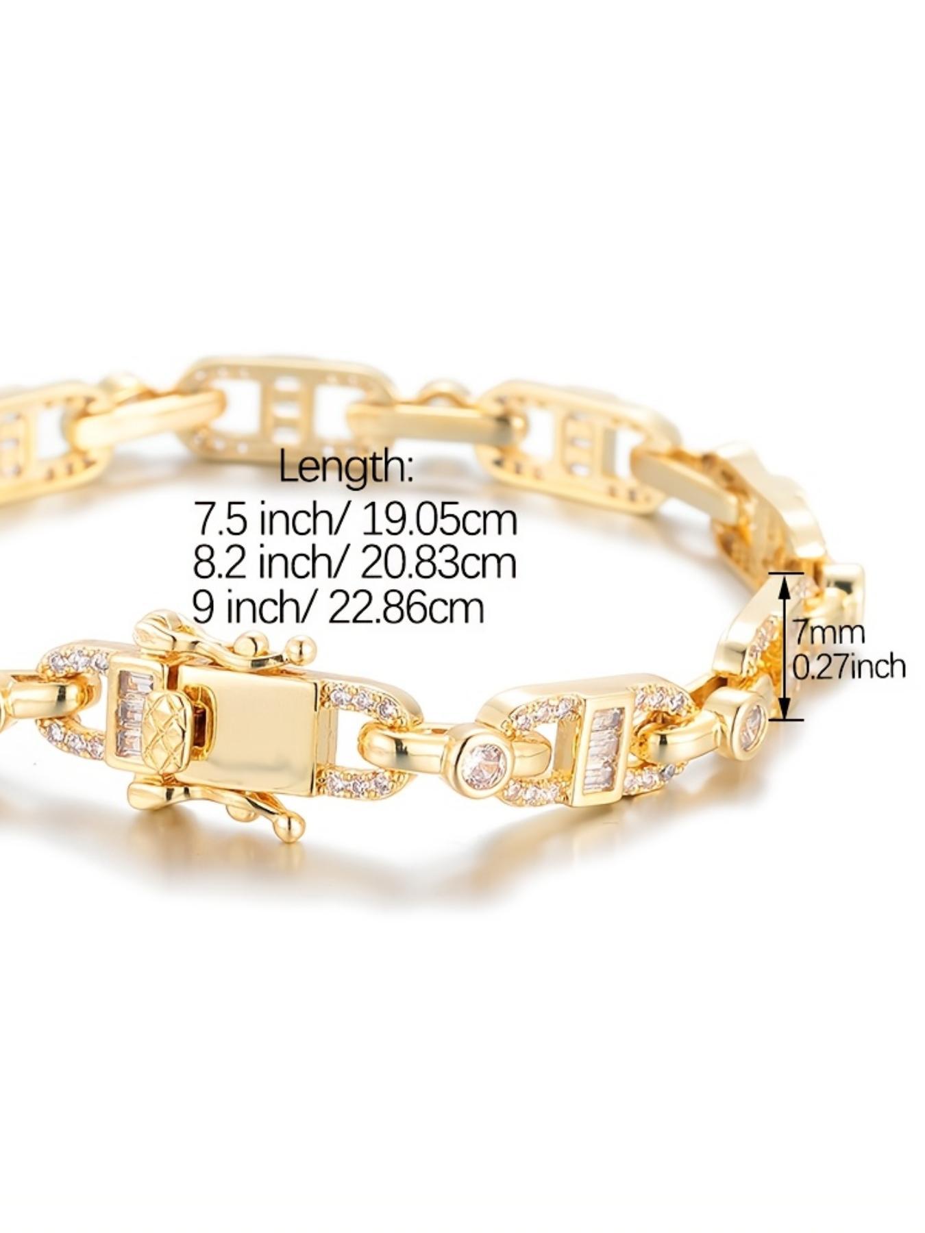 7mm Hip Hop Chain Bracelet, Rhinestone Decorated Bracelet, Fashion Jewelry for Party, Daily Clothing Decor, Trendy All-match & Exquisite Jewelry for Birthday Gift