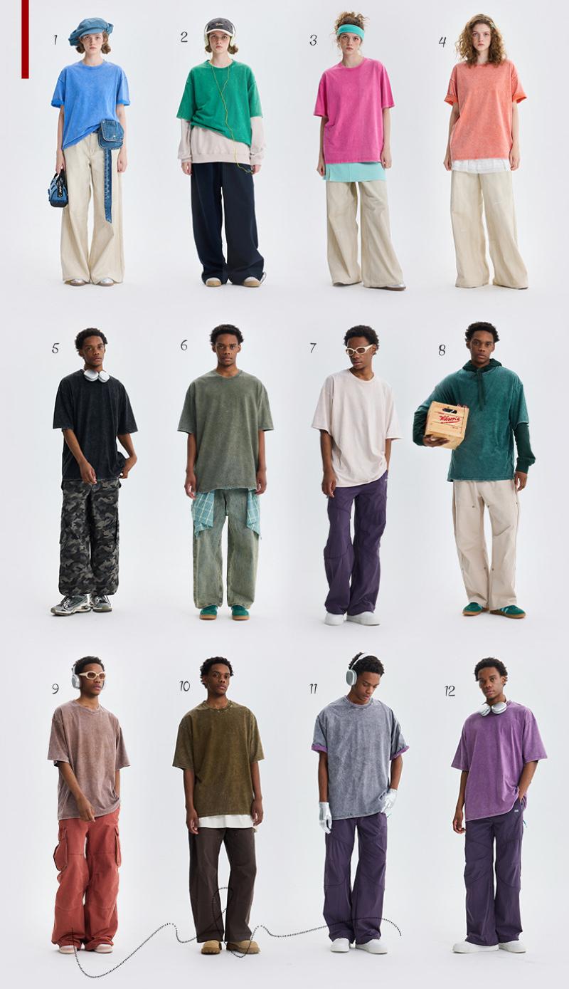 Oversized T-shirts for Men Gym Vintage Heavyweight T-shirts Cotton Workout Acid Wash Baggy Tees Half Short Sleeve Summer Top Casual Loose Fit Solid Streetwear Comfortable Tees