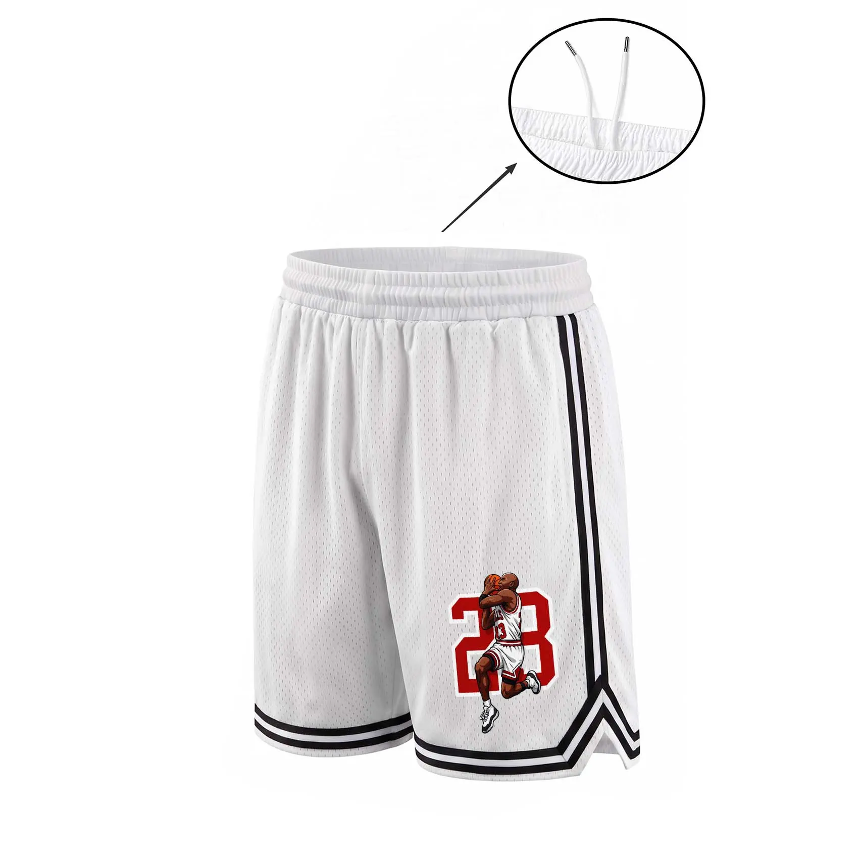 Men's Retro Basketball-Print Mesh Active Shorts - Loose Fit Moisture-Wick Gym Clothing, Sleeveless Jersey-Style Breathable Athletic Bottoms, Casual Streetwear for Workouts, Summer Wear, Mesh Fabric