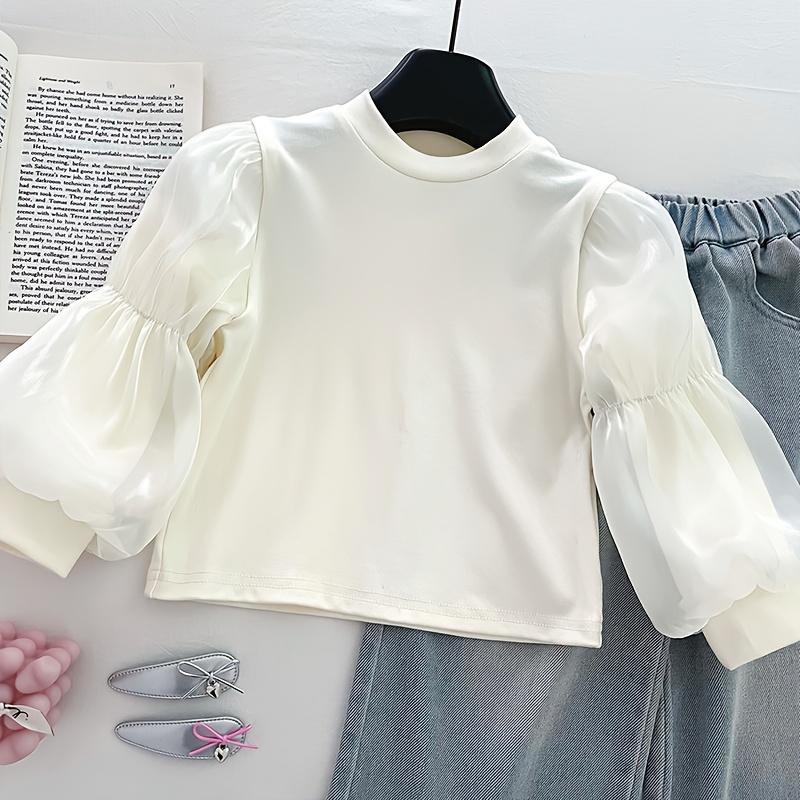 NewGirl's Spring/Autumn Denim Set: Round Neck Three-Dimensional Floral Vest, Lace-Trimmed Long Pants, and Stylish Base Layer Top - Fashionable 3pcs Set, Perfect for Outdoor