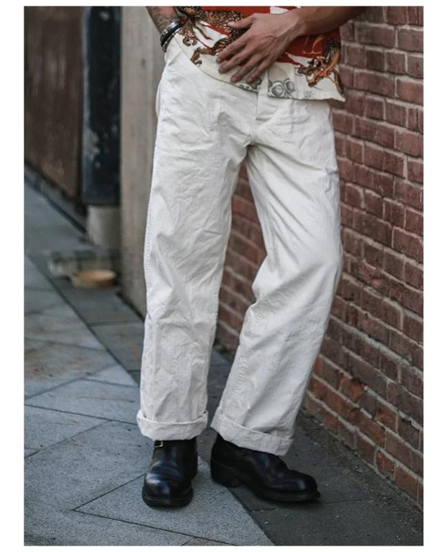Kyn Apparel  Retro Naval Deck Trousers Vintage Inspired Herringbone Twill Work Pants