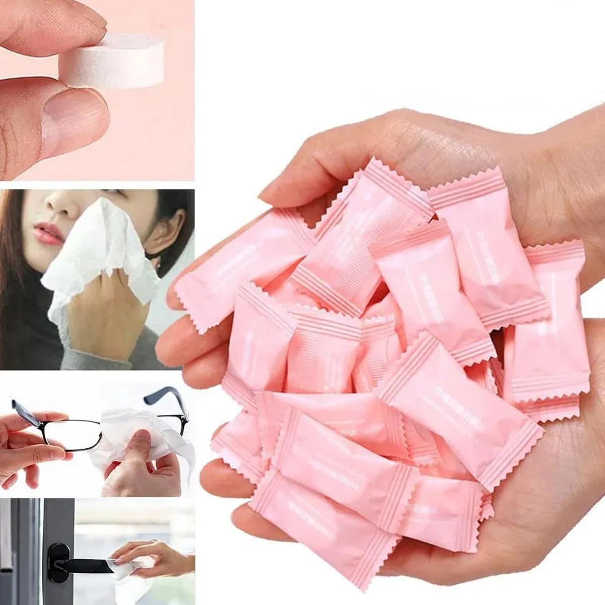 100pcs Compressed Towels for Travel, Gentle Cleansing Towels for Sensitive Skin, Disposable Cotton Cleansing Towel in Convenient Bag, Facial Care Tool, Facial Cleansing Pads