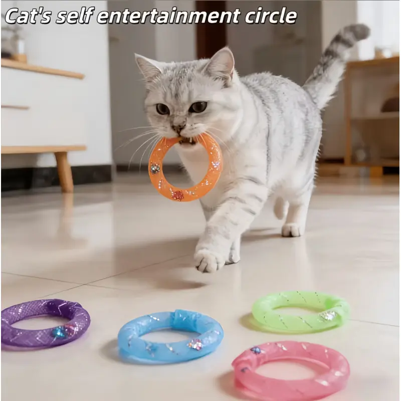 Cat toys-soft-net cats hi donuts, bells sound, cats hi to relieve boredom, chew and tease cat toys-suitable for all cats to play with random colors.