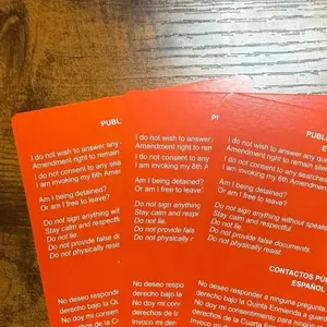 SGTO SARABIA RED CARD Know Your Constitutional Rights Card (English/Spanish) | Residential & Public Contacts | Durable Bilingual Rights Card