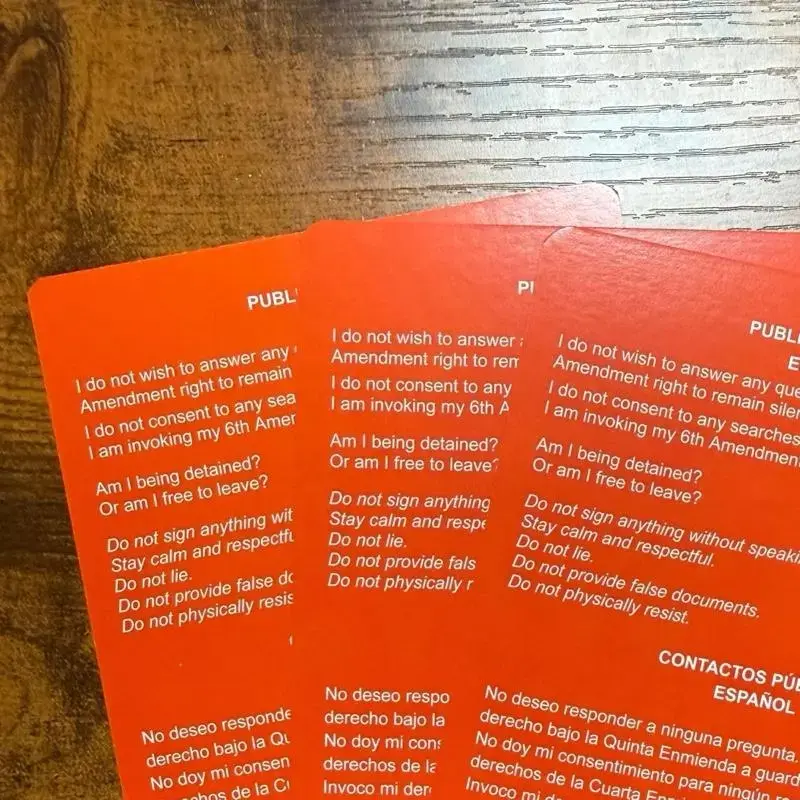 SGTO SARABIA RED CARD Know Your Constitutional Rights Card (English/Spanish) | Residential & Public Contacts | Durable Bilingual Rights Card